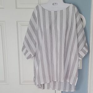 Gray and White Striped Top